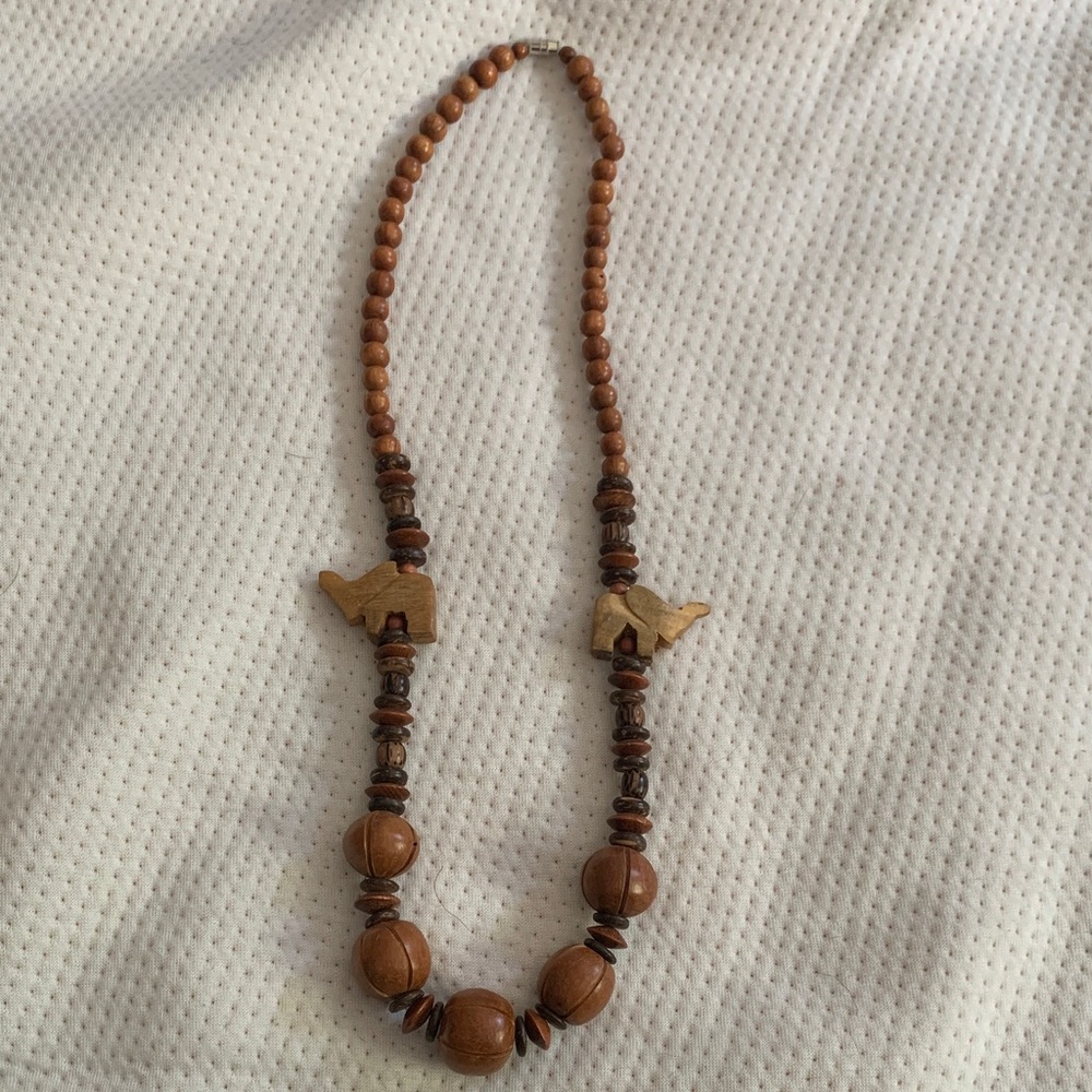 Vintage African Carven wooden necklace